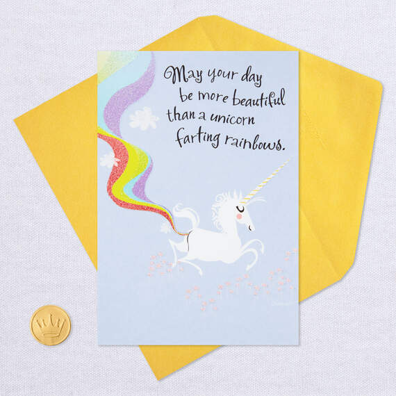 Unicorn Farting Rainbows Funny Birthday Card, , large image number 5