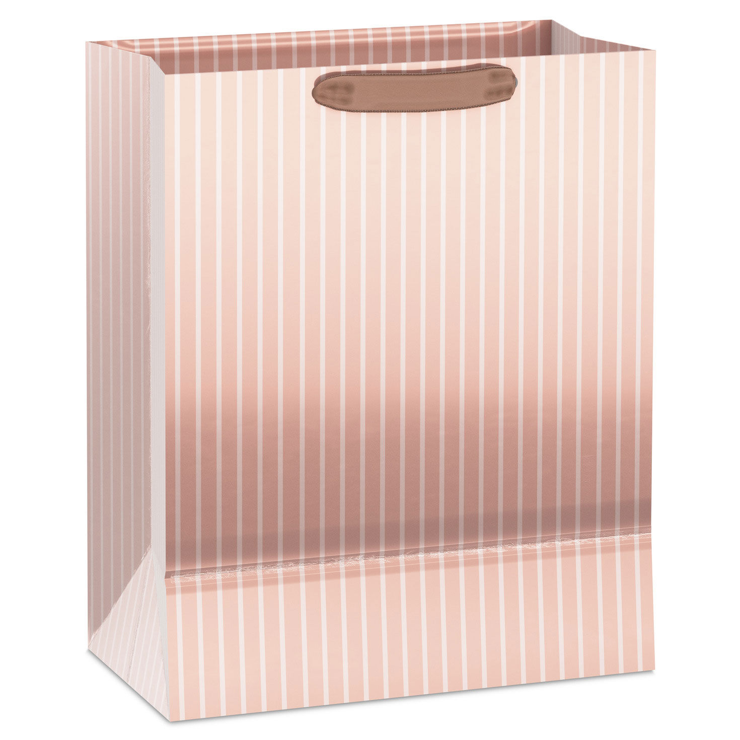 Rose Gold Stripes Large Holiday Gift Bag Back image number 6