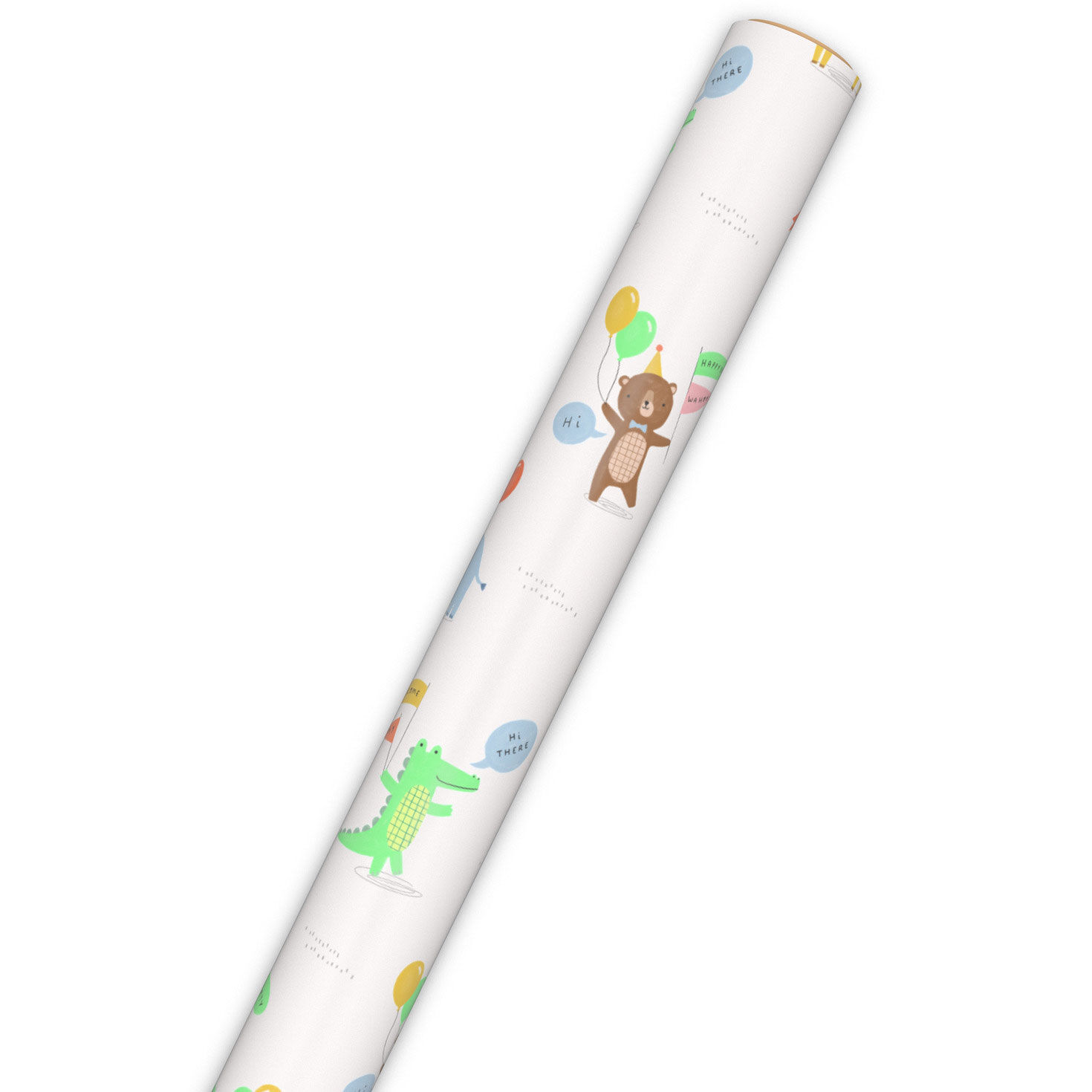 Baby Animals and Balloons on White Gift Wrap Roll Wrap Tube image number 6