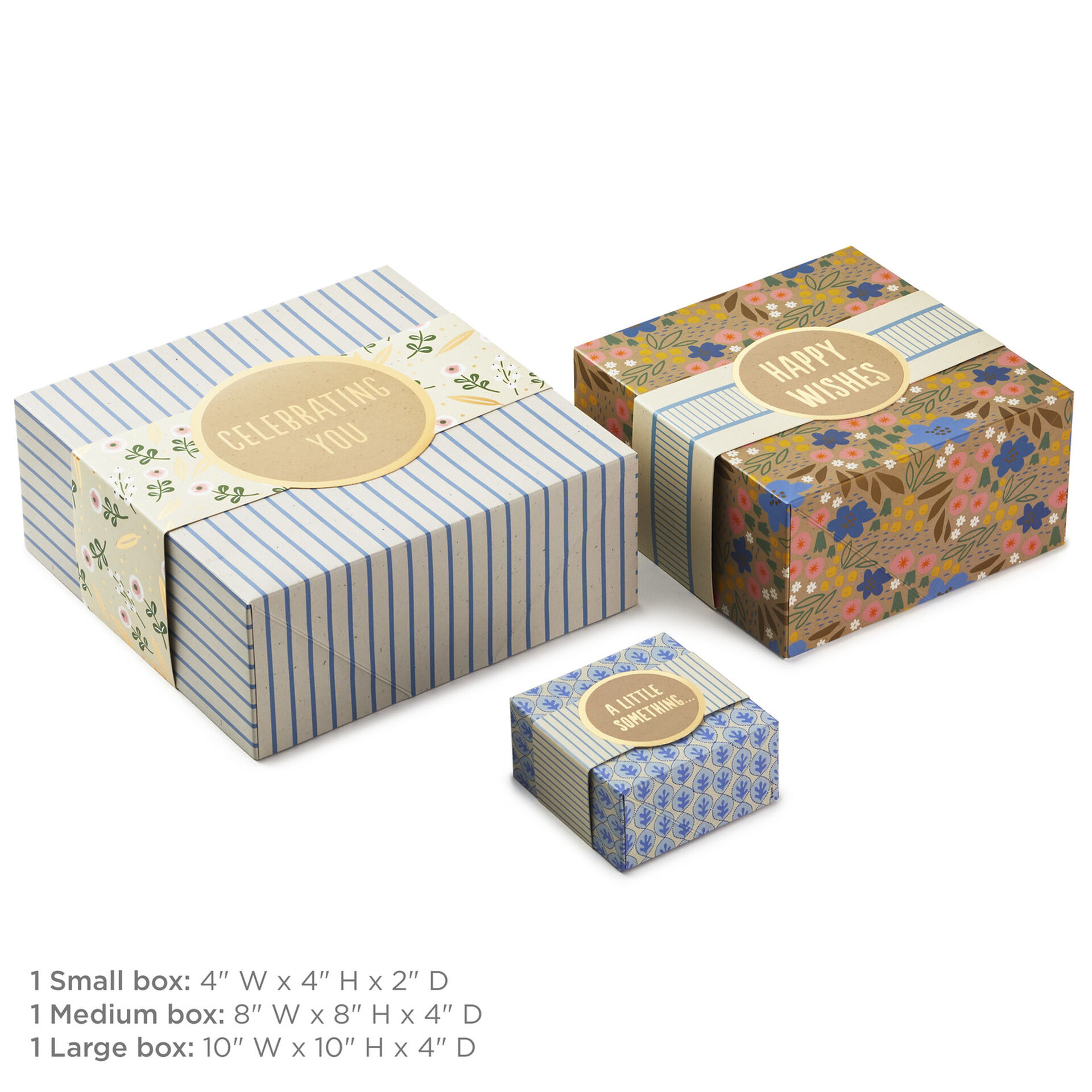 4", 8" and 10" Floral 3Pack Gift Boxes With Bands Gift Boxes Hallmark