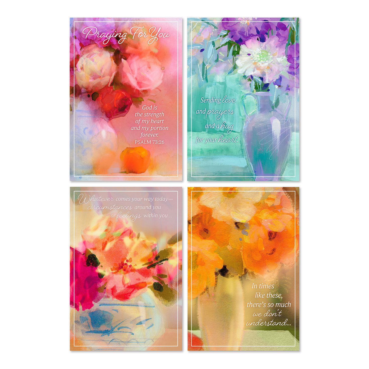 Watercolor Floral Assorted Religious Encouragement Cards, Box of 12