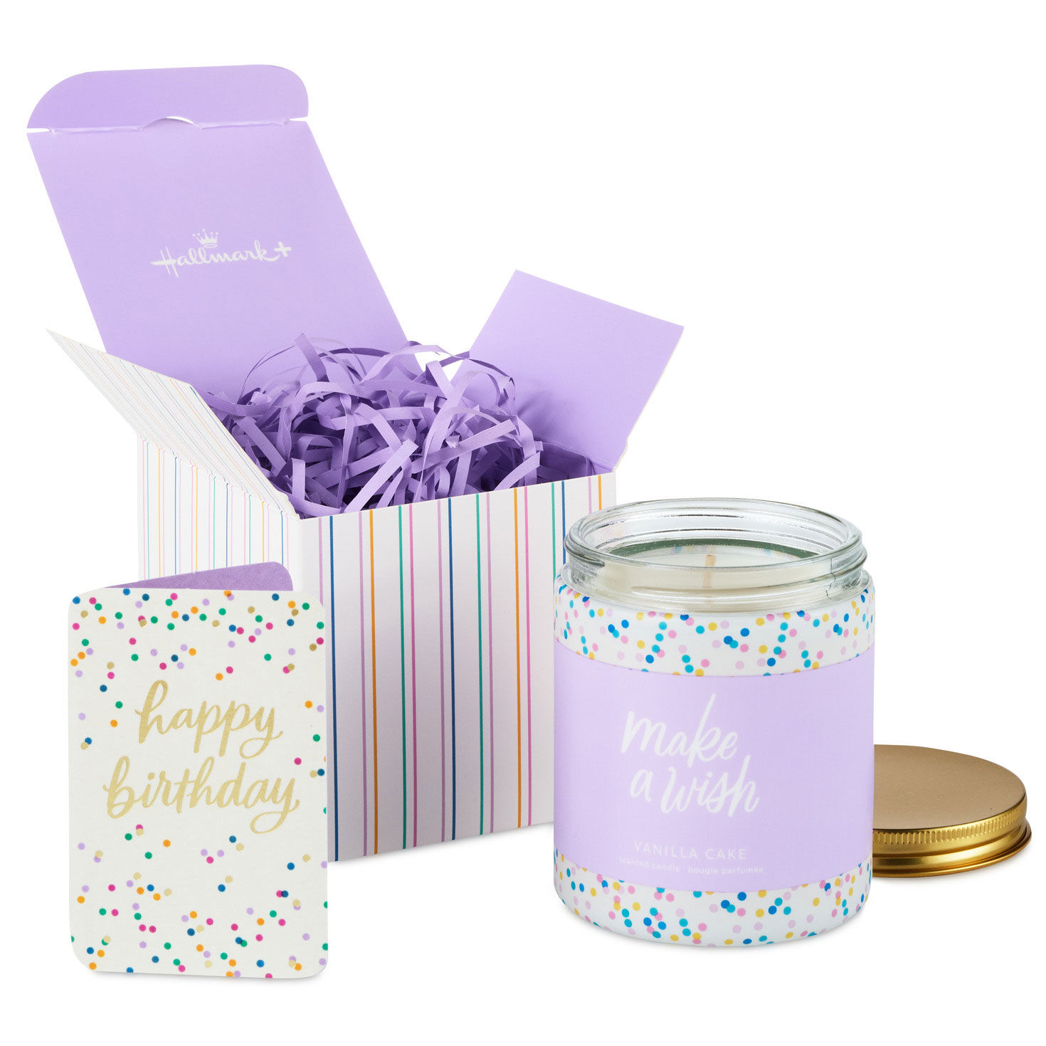 Hallmark+ Birthday Candle and Card Gift Set front lid off candle image number 2