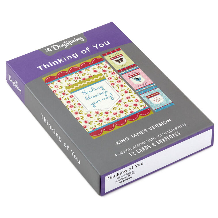 Stitched Pockets Religious Boxed Thinking of You Cards Assortment, Pack of 12