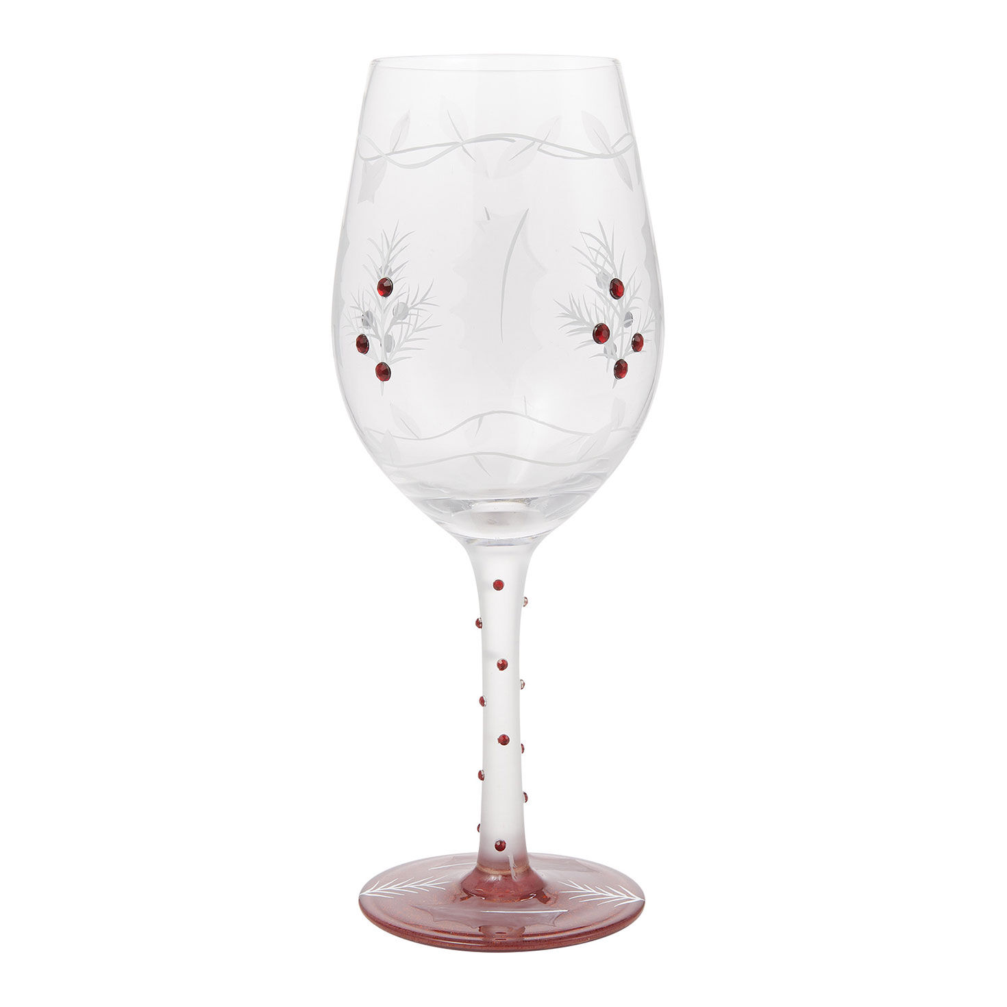 Lolita Merry Berry Christmas Handpainted Wine Glass, 15 oz.