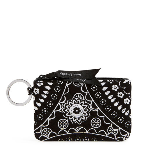 Vera Bradley Zip ID Case in Black Bandana Medallion, 
