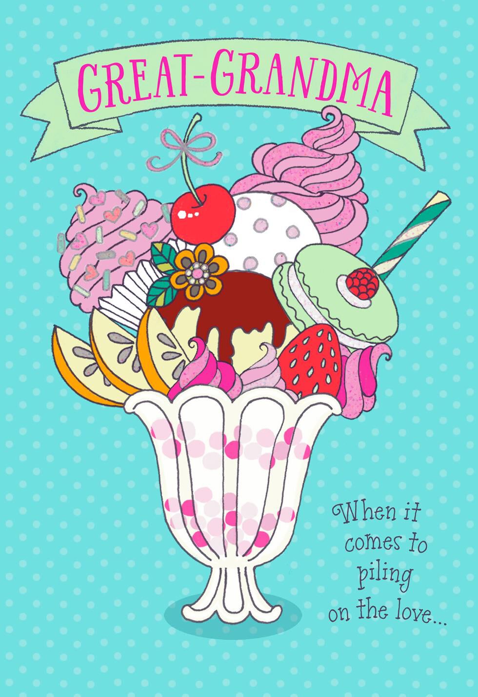 Sweet Sundae Grandparents Day Card for Great-Grandma