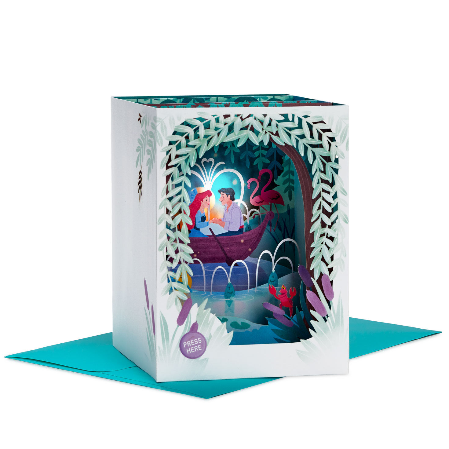 Disney The Little Mermaid You're the Best Part of My World Romantic Musical 3D Pop-Up Love Card With Light