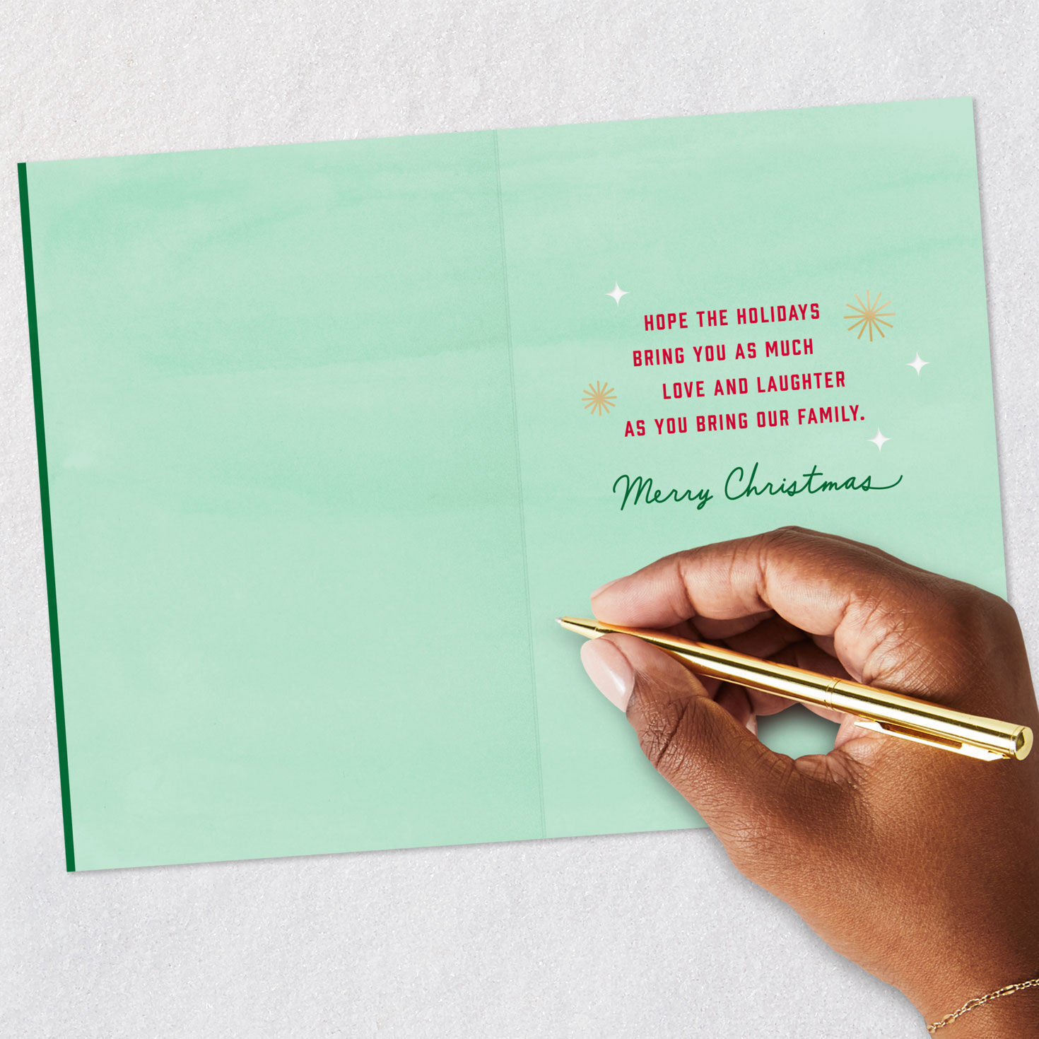 Bold Red and Green Typography Christmas Card for Cousin Signing card image number 6