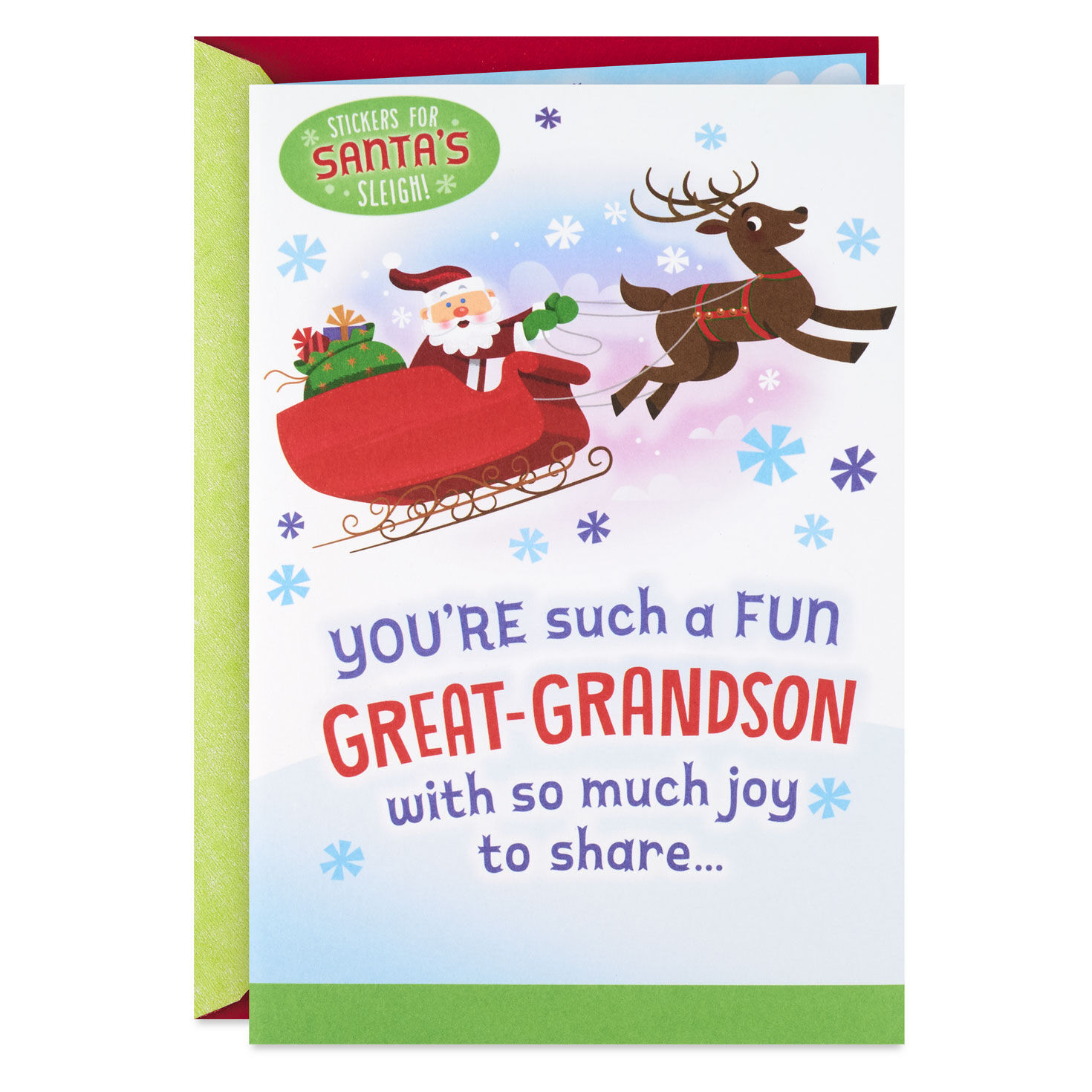 So Much Joy to Share Christmas Card for Great-Grandson With Sticker Activity