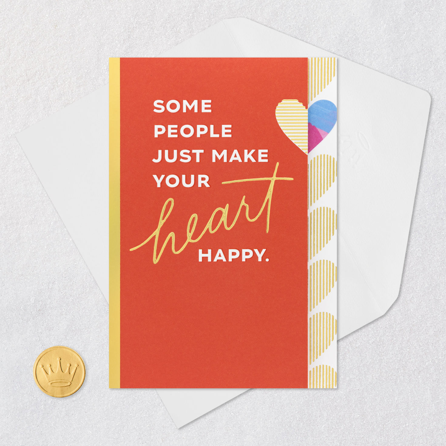 Modern Hearts Friend Valentine's Day Card Card Front with Envelope and Gold Seal image number 5