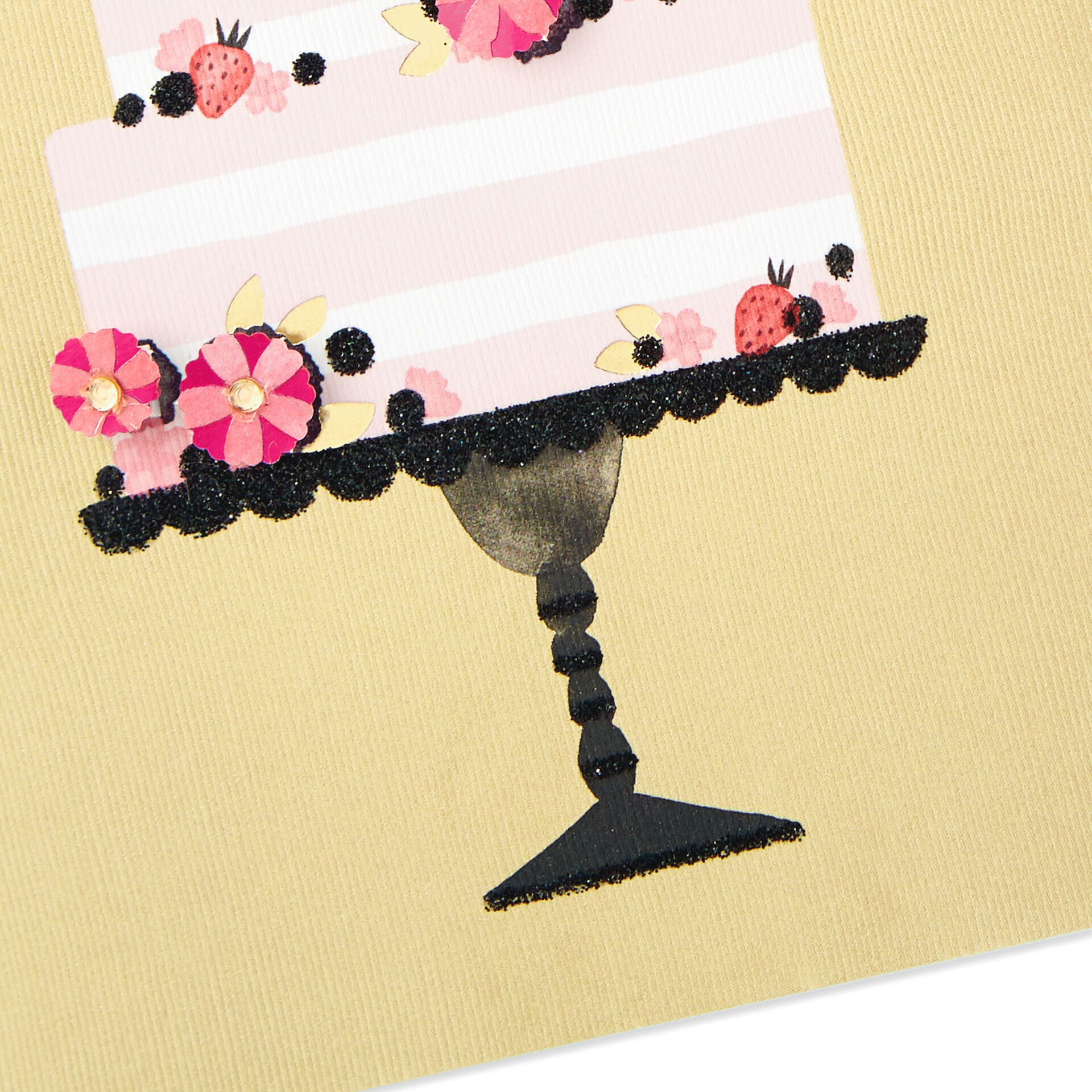 pink and white stripe tiered cake blank card greeting