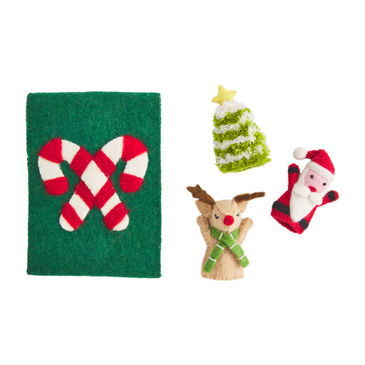 Mud Pie Wool Christmas Finger Puppets With Pocket, 
