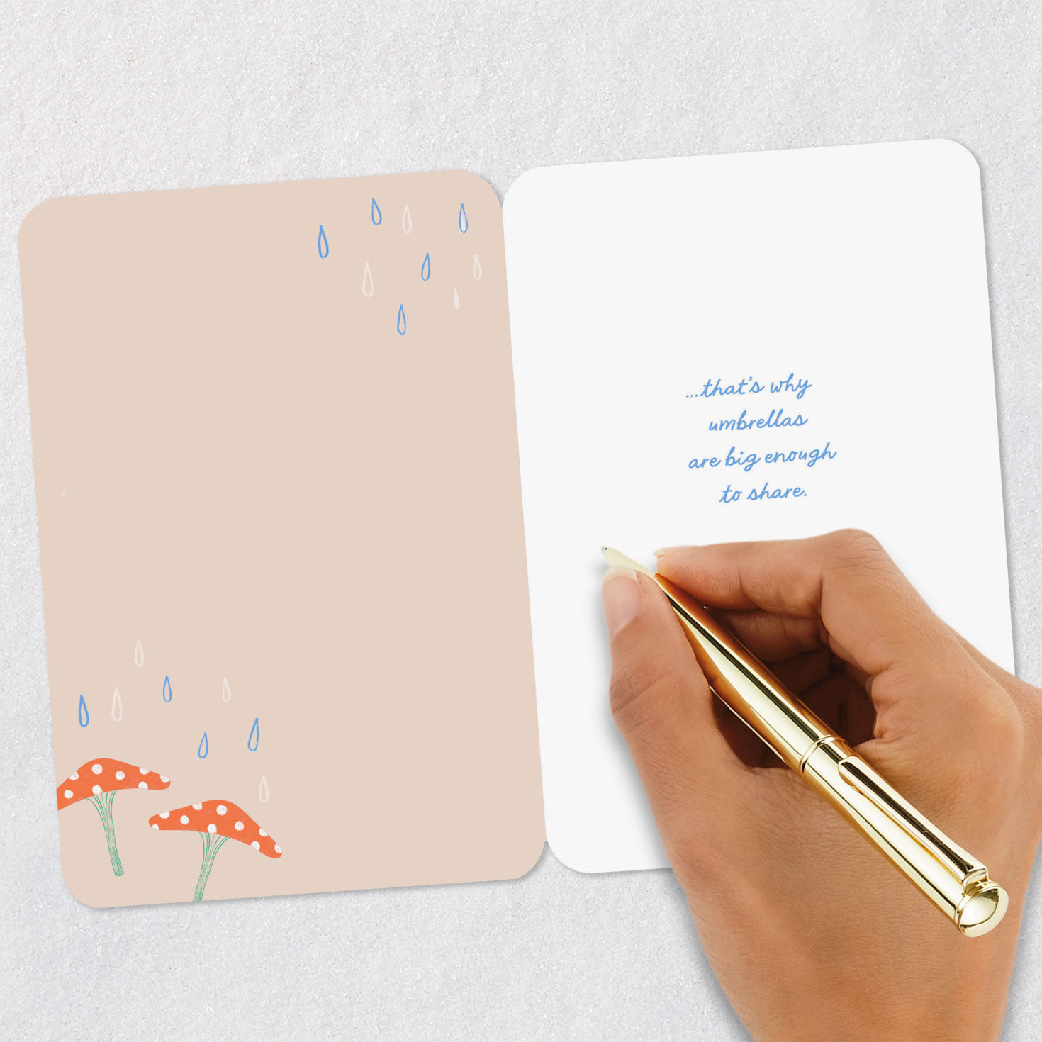 Hedgehogs Under Mushroom Umbrella Encouragement Card Signing card image number 6