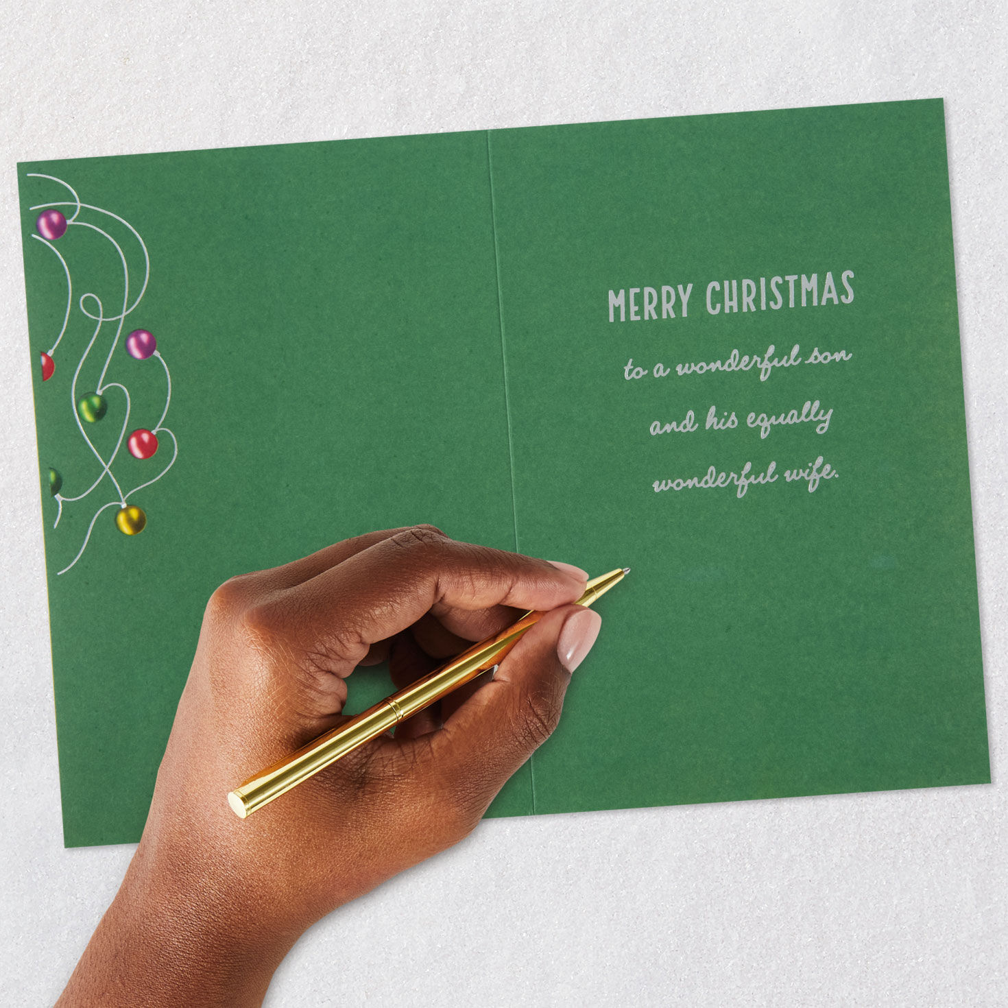 Holiday Ornaments Christmas Card for Son and His Wife Signing card image number 7