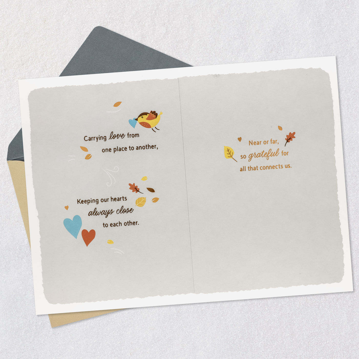 Thankful Across the Miles Thanksgiving Card Open card with envelope image number 4