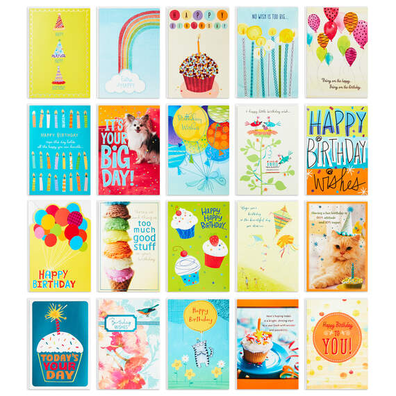 Cupcakes and Confetti Assorted Birthday Cards, Box of 20