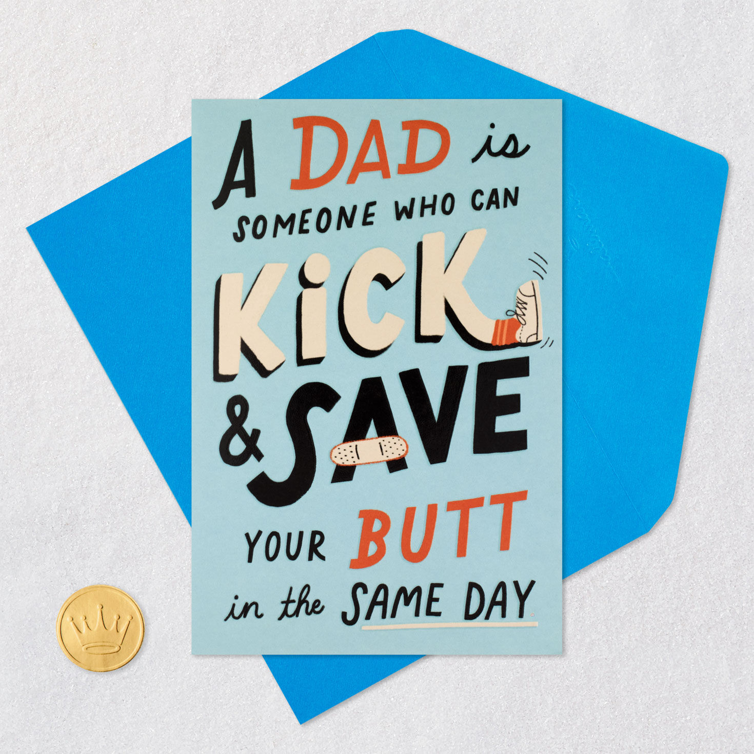 Shoe and Bandage Funny Father's Day Card Card Front with Envelope and Gold Seal image number 5