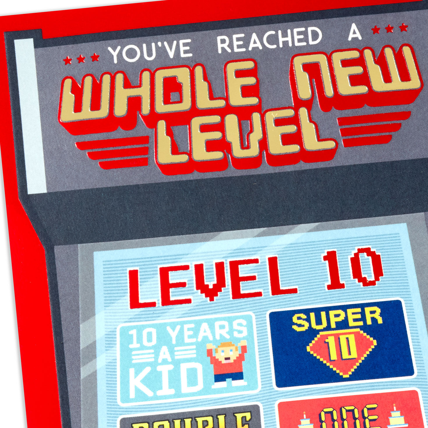 Red and Black Arcade Game 10th Birthday Card Card Front Detail image number 4