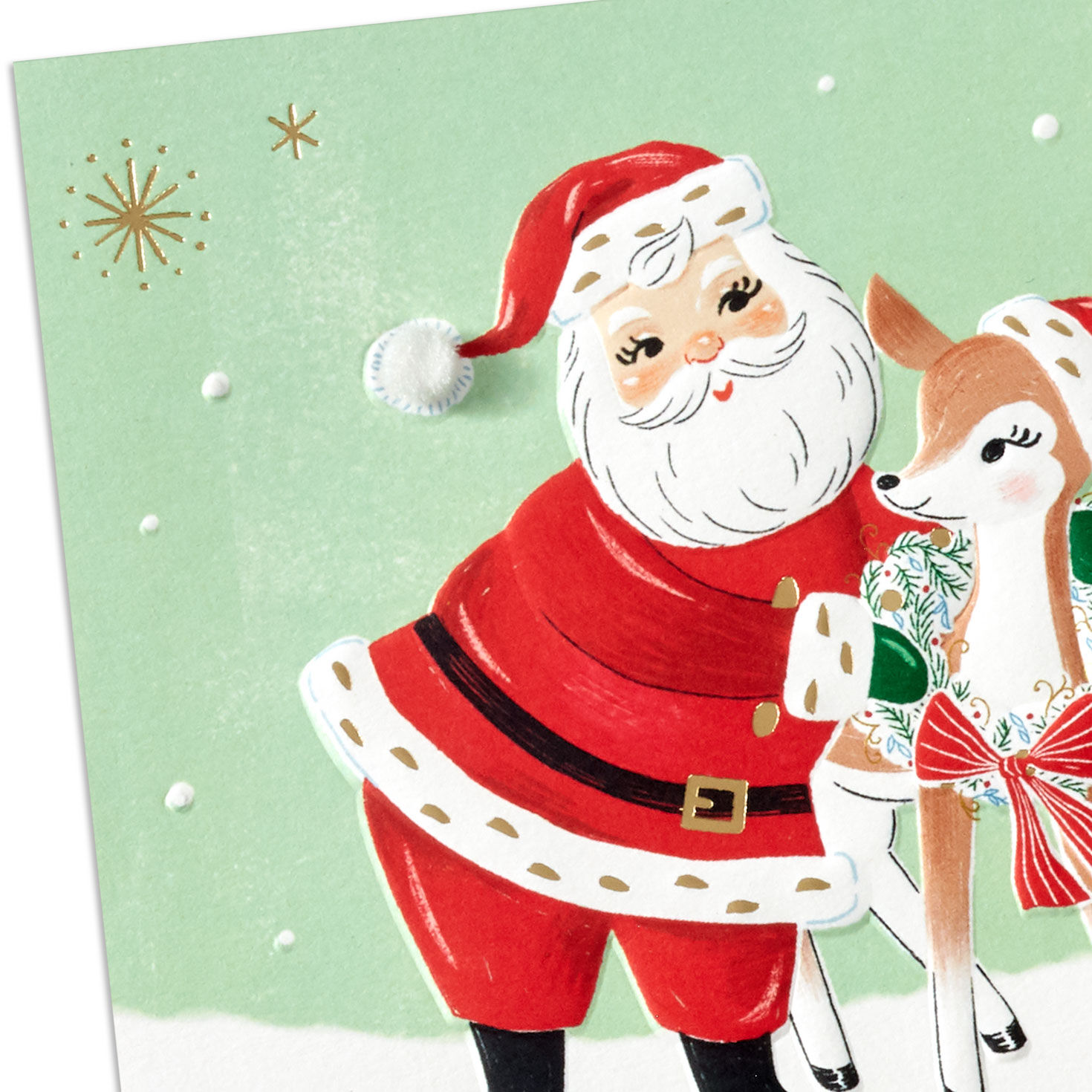 Santa and Reindeer Christmas Card Card Front Detail image number 4
