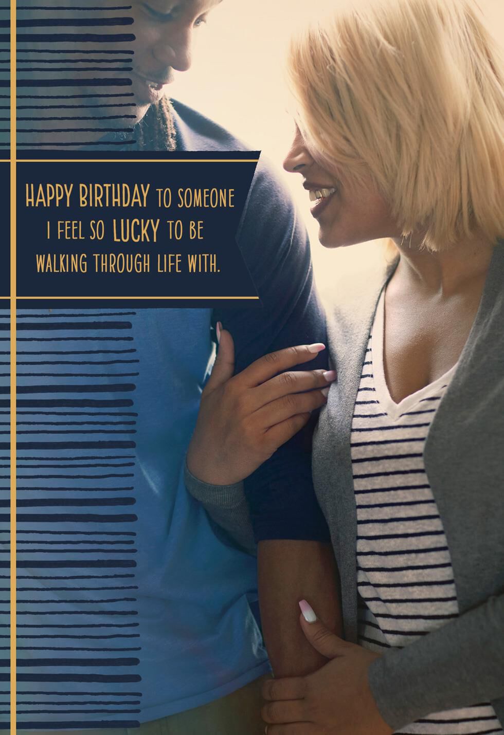 Lucky to Walk Through Life With You Romantic Birthday Card