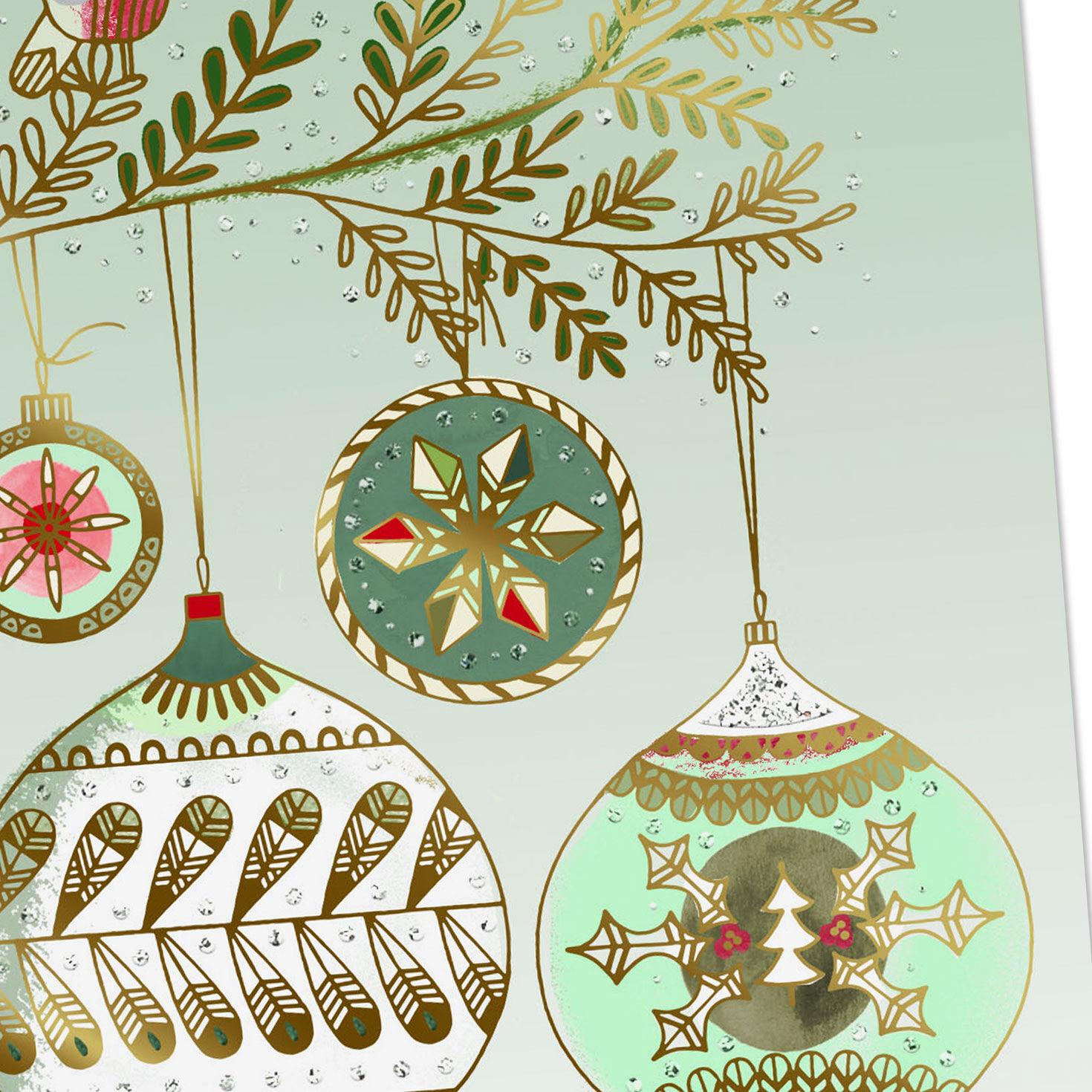Bird and Ornaments Niece Christmas Card Card Front Detail image number 4