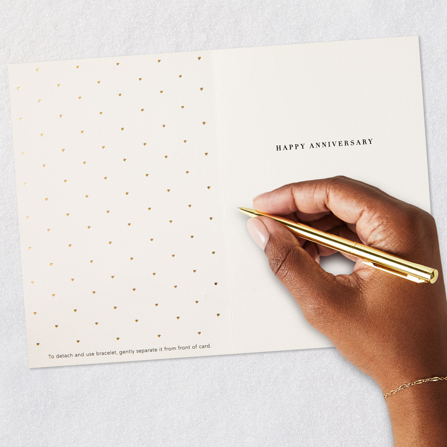 Black and White Anniversary Card With Bracelet Signing card image number 7