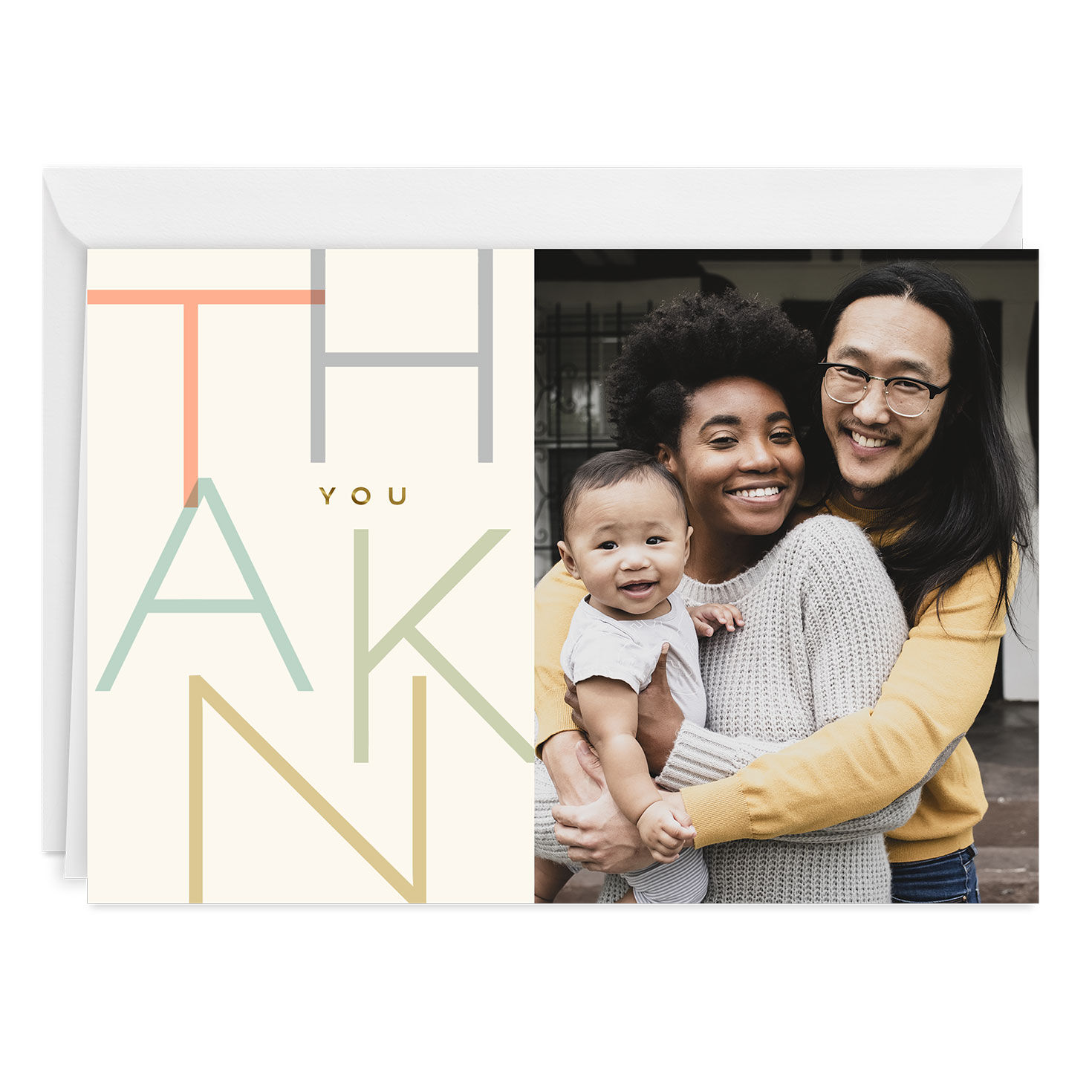Personalized Colorful Letters Thank-You Photo Card  image number 1