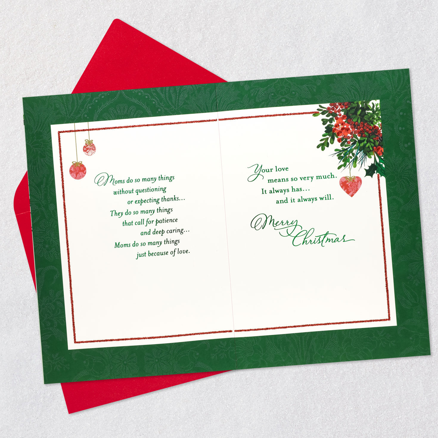Berry Wreath Christmas Card for Mom Open card with envelope image number 4