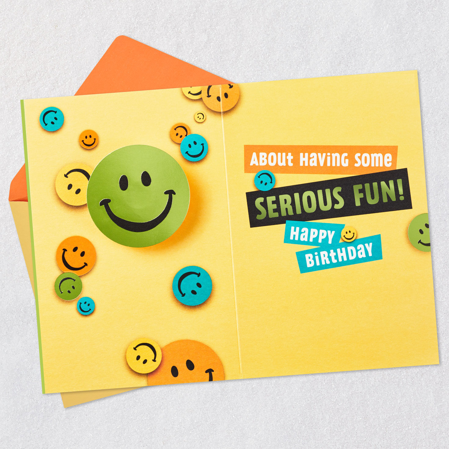 Smiley Faces 10th Birthday Card Open card with envelope image number 3
