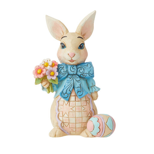 Jim Shore Mini Easter Bunny With Big Bow Figurine, 4.13", 