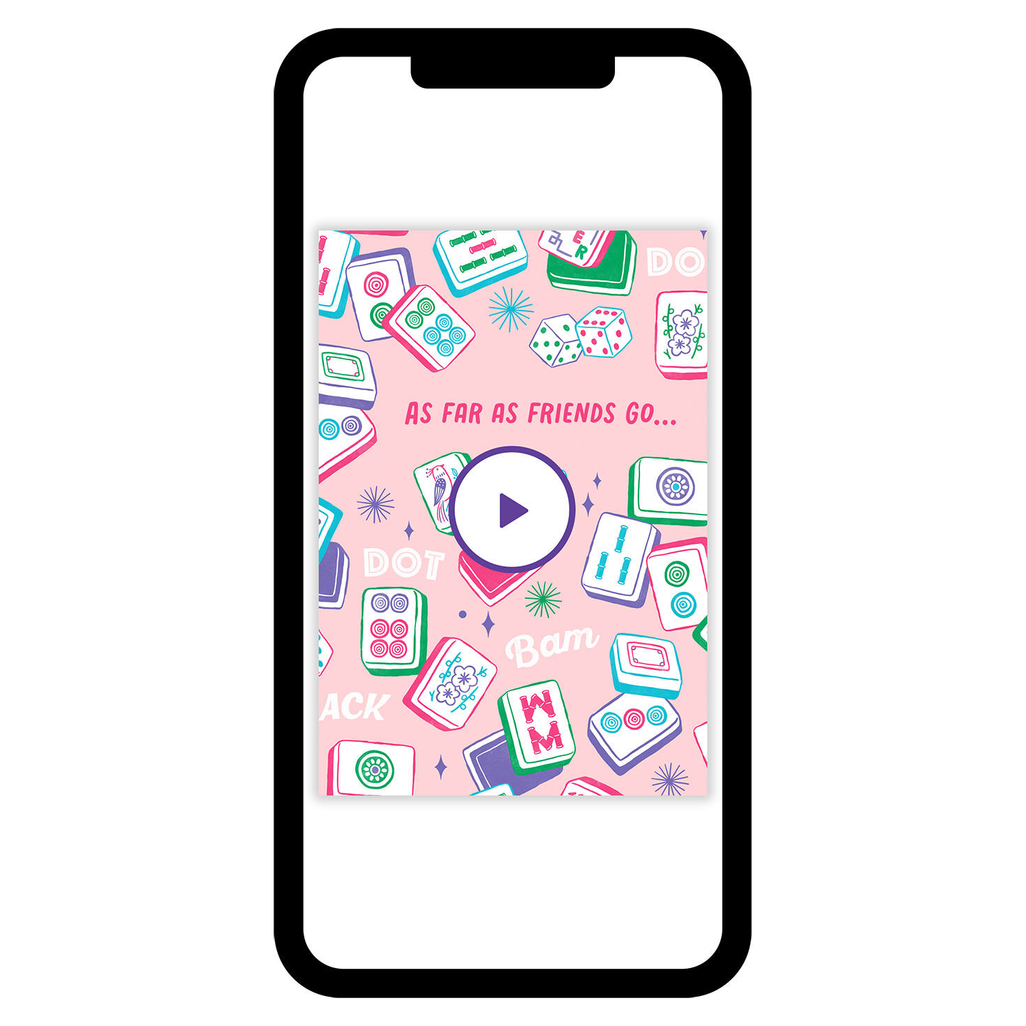 Pink Mahjong Tiles Personalized Friend Card phone with card front image number 6