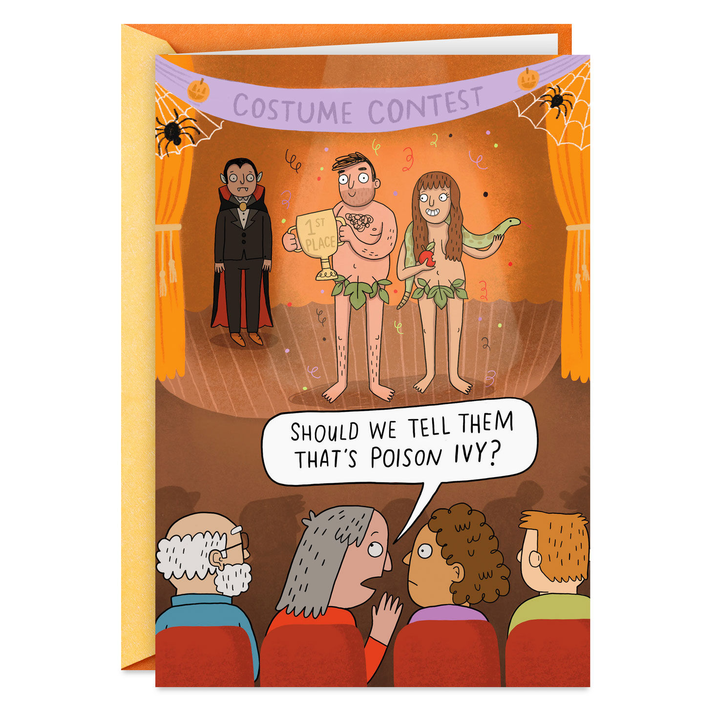 Adam and Eve Poison Ivy Costumes Funny Halloween Card