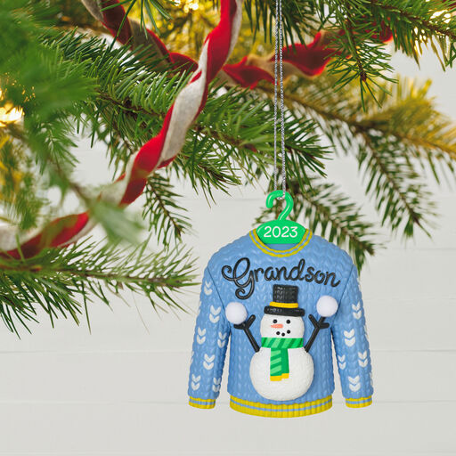 Grandson Christmas Sweater 2023 Ornament, 