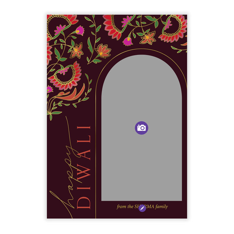Colorful Florals Flat Diwali Photo Card, , large image number 5