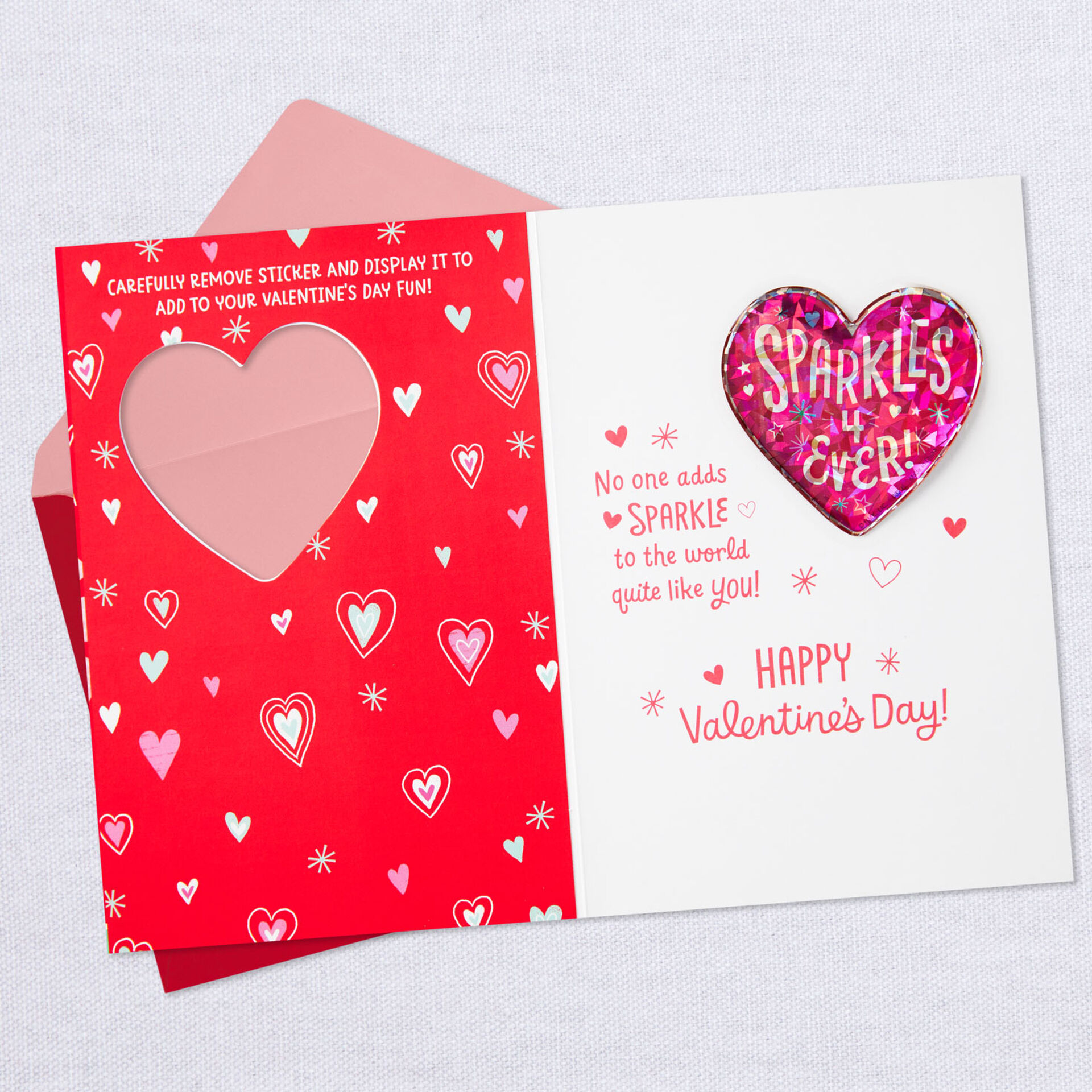 sparkles forever granddaughter valentines day card with sticker