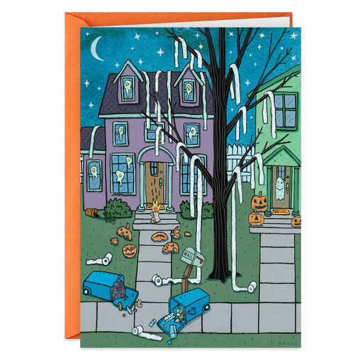 Toilet Papered House Funny Halloween Card, 