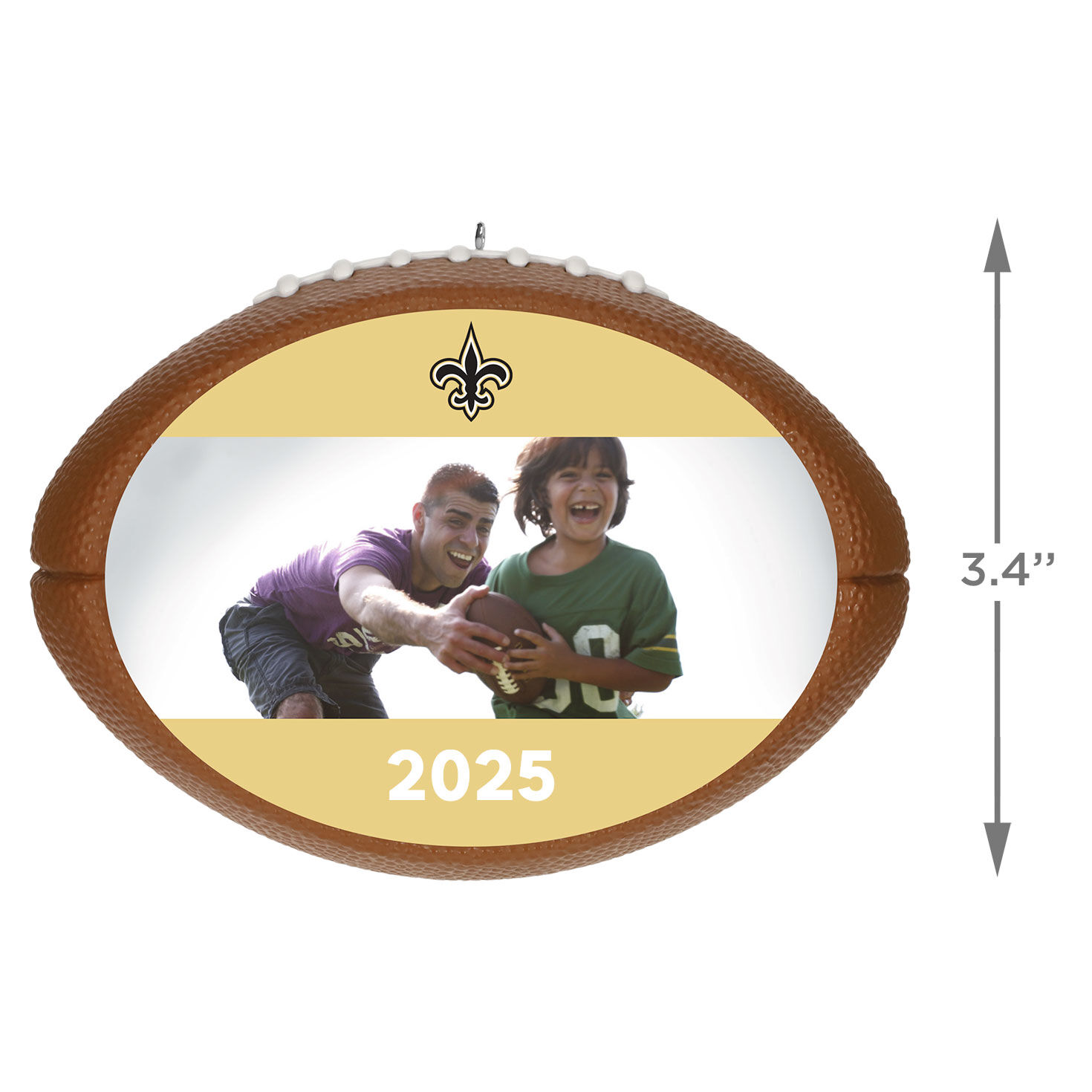NFL Football New Orleans Saints Text and Photo Personalized Ornament  image number 3