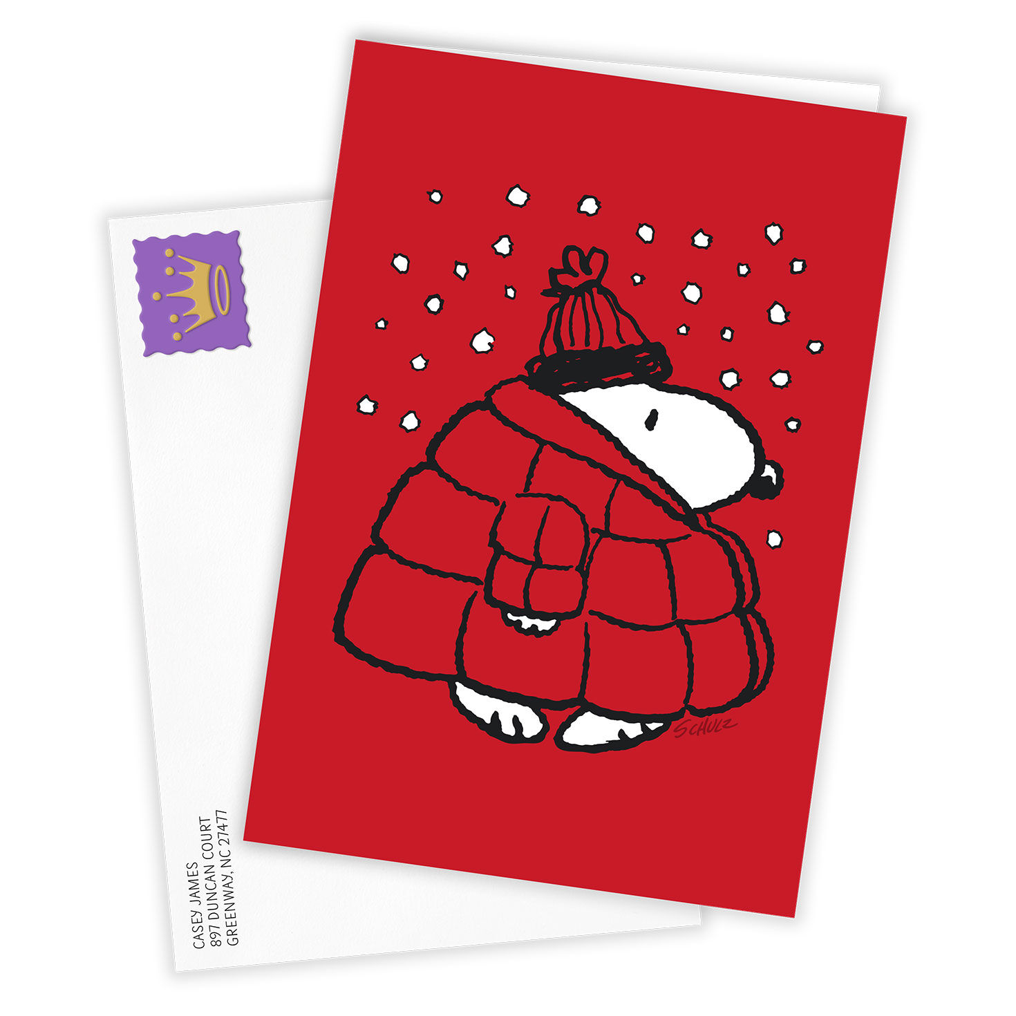 Peanuts&reg; Snoopy in Puffer Coat Custom Christmas Card, , large image number 2