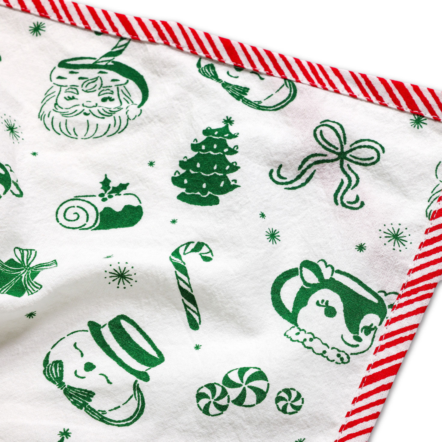 Santa Snowman Reindeer Toile Pattern Dish Towel upclose view image number 3