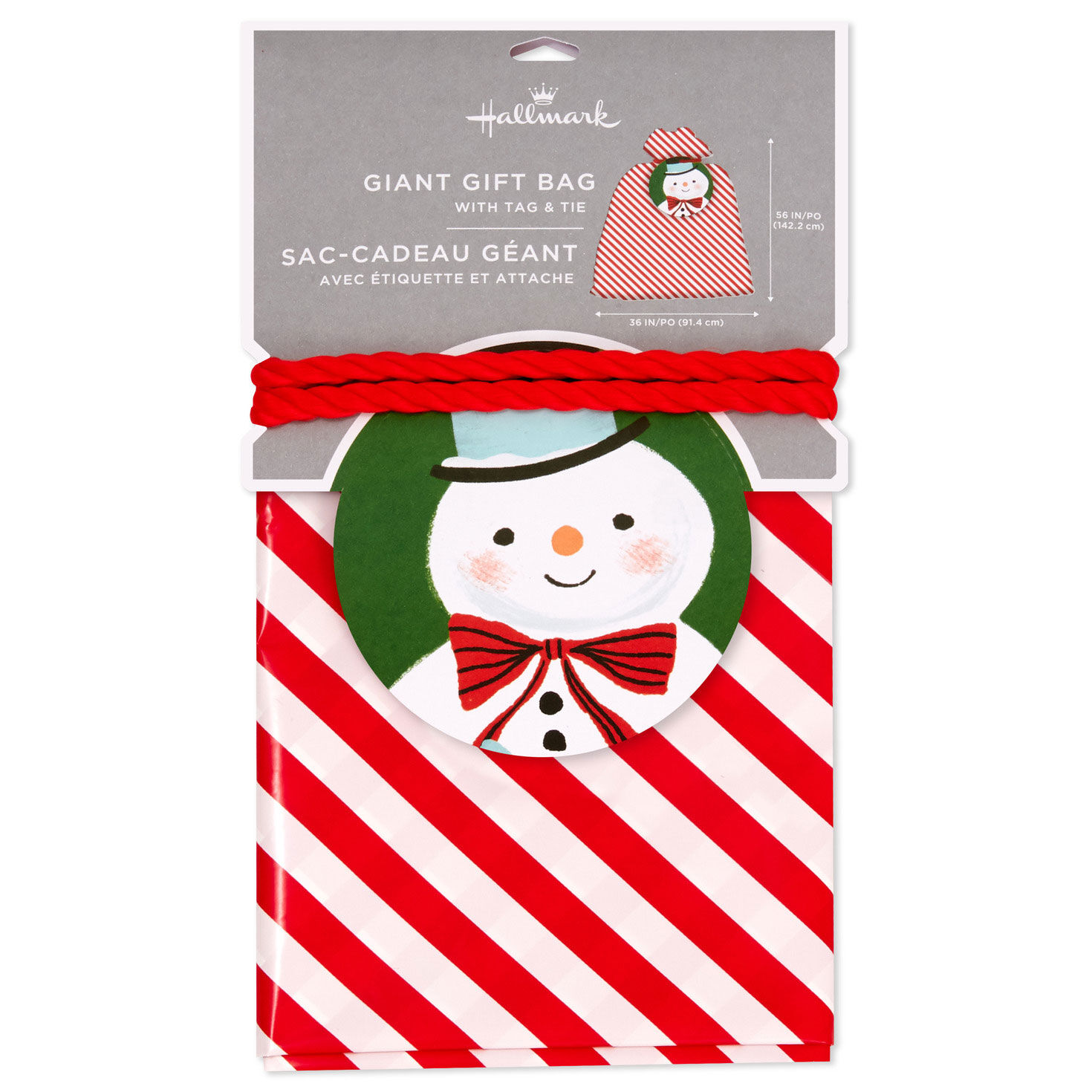 Snowman Plastic Christmas Gift Bag With Tag and Tie packaging image number 7