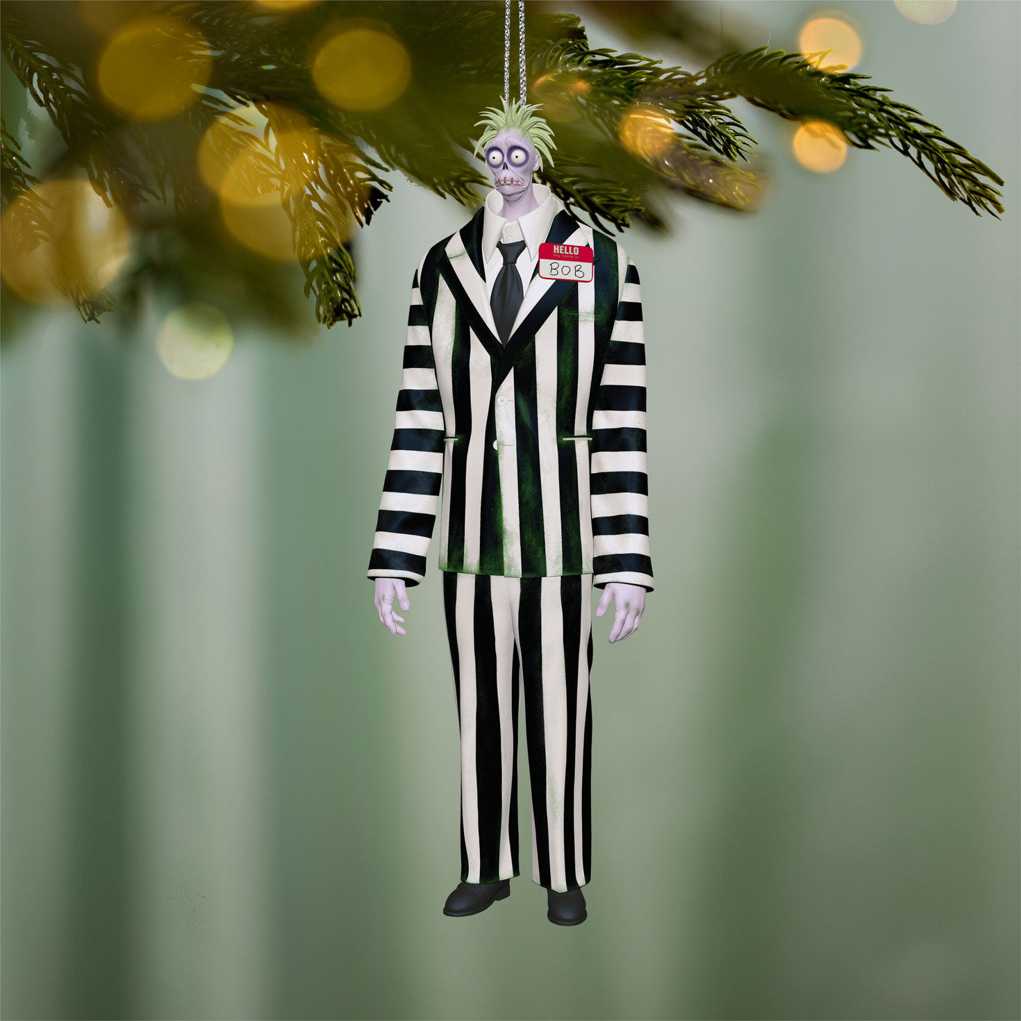 Bob as Beetlejuice Keepsake Ornament hanging on tree image number 2