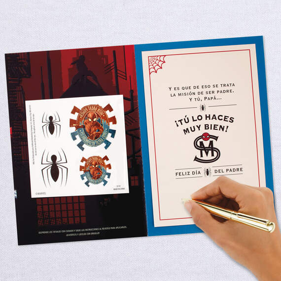 Marvel Spider-Man Spanish-Language Father's Day Card With Temporary Tattoos, , large image number 7