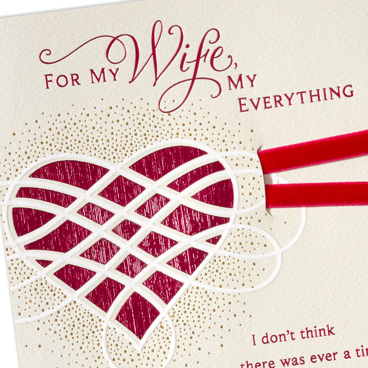 Magenta Heart and Ribbon Anniversary Card for Wife Card Front Detail image number 5