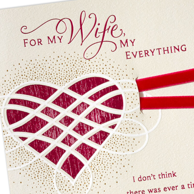 Magenta Heart and Ribbon Anniversary Card for Wife Card Front Detail image number 5