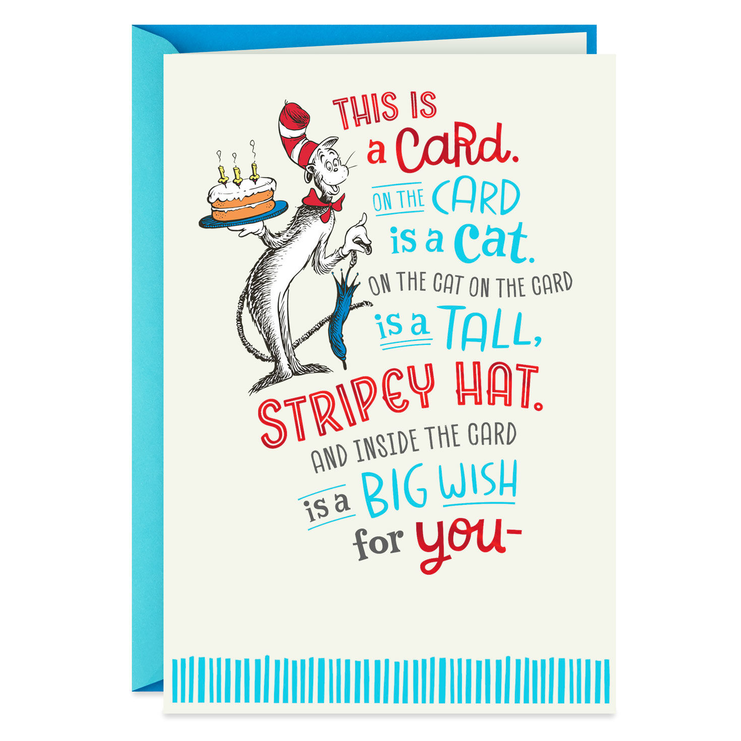 Dr Seuss The Cat In The Hat Big Wish Birthday Card Greeting