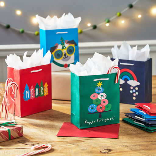 6.5" Sweet Surprises 8-Pack Small Christmas Gift Bags Assortment, 