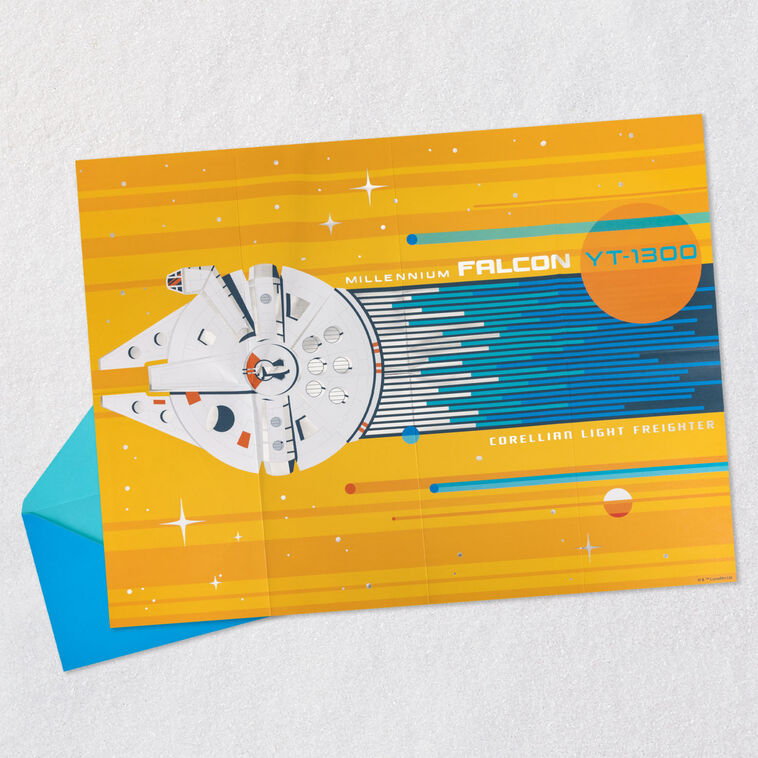 Star Wars Millennium Falcon Galactically Great Birthday Card With Fold-Out Poster - Greeting Cards | Hallmark Star Wars Millennium Falcon Galactically Great Birthday Card With Fold-Out Poster - Greeting Cards | Hallmark