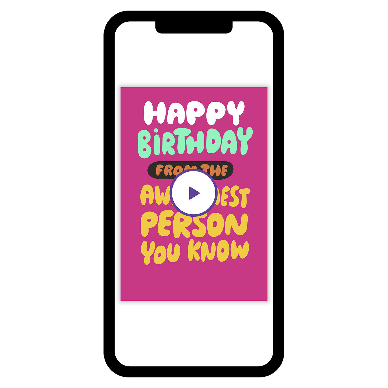 Colored Letters on Pink Personalized Birthday Card phone with card front image number 1