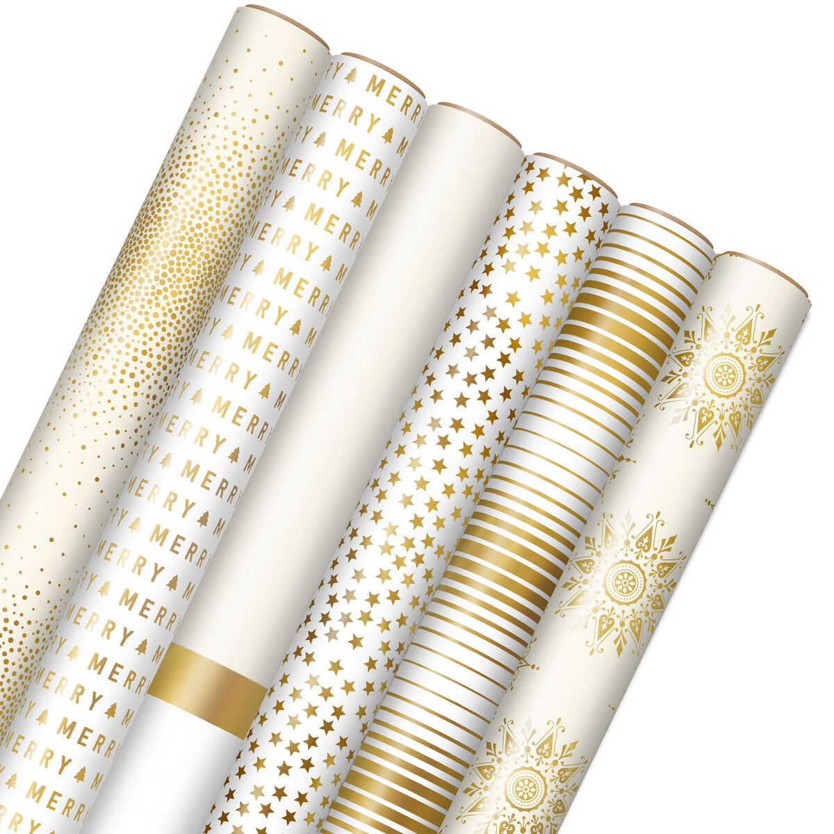 Gold Christmas Wrapping Paper
 Gold and White 6 Pack Holiday Wrapping Paper Assortment 180 sq ft