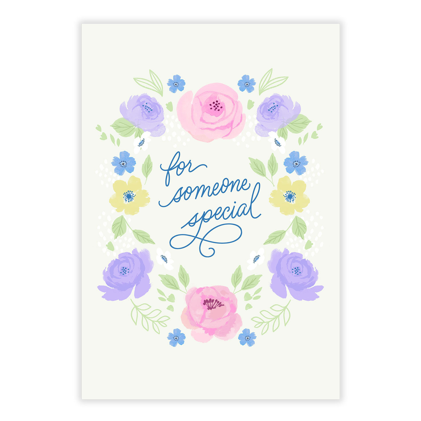 Pastel Flowers Wreath Personalized Mother's Day Card front image number 2